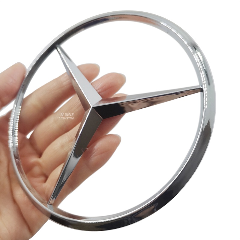 1pc Stiker Emblem Logo Mercedes Benz Bahan ABS Ukuran 115mm Untuk Mobil