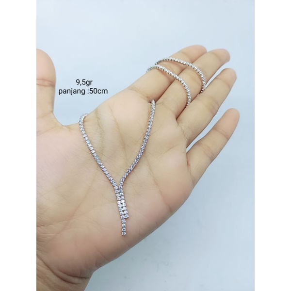 KALUNG PERAK ASLI LAPIS EMAS 925/KALUNG LISTRING  MATA PUTIH FUL/KALUNG ASLI SILVER/KALUNG FASHION WANITA