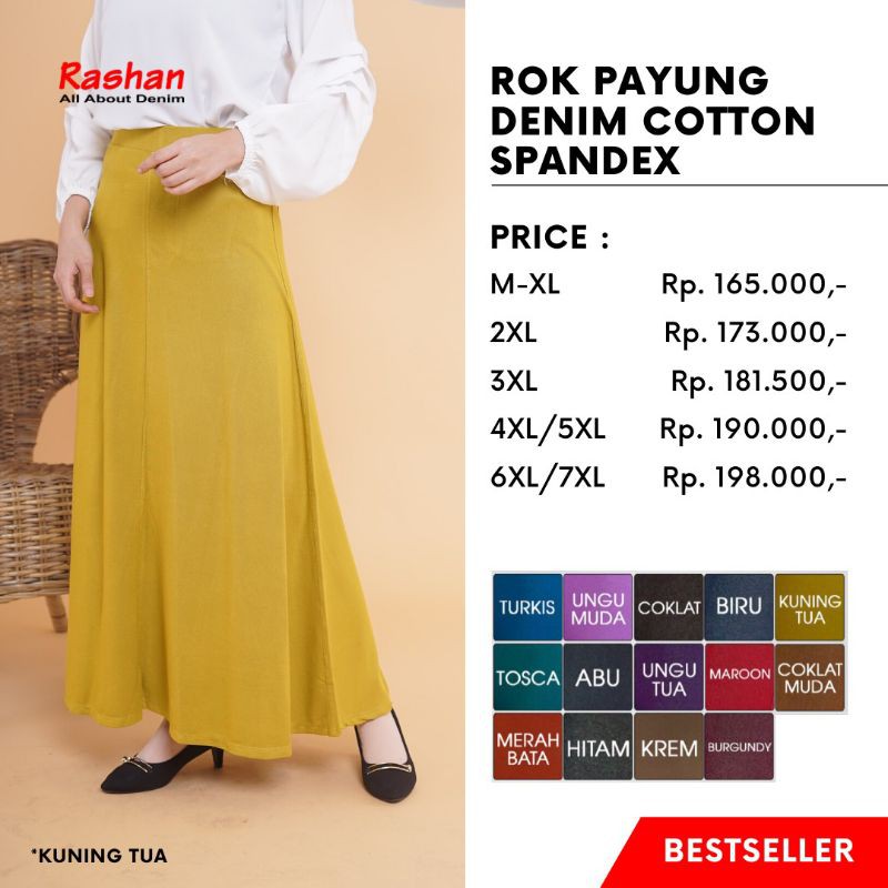 Rok payung dari Rashan//Rok bahan denim