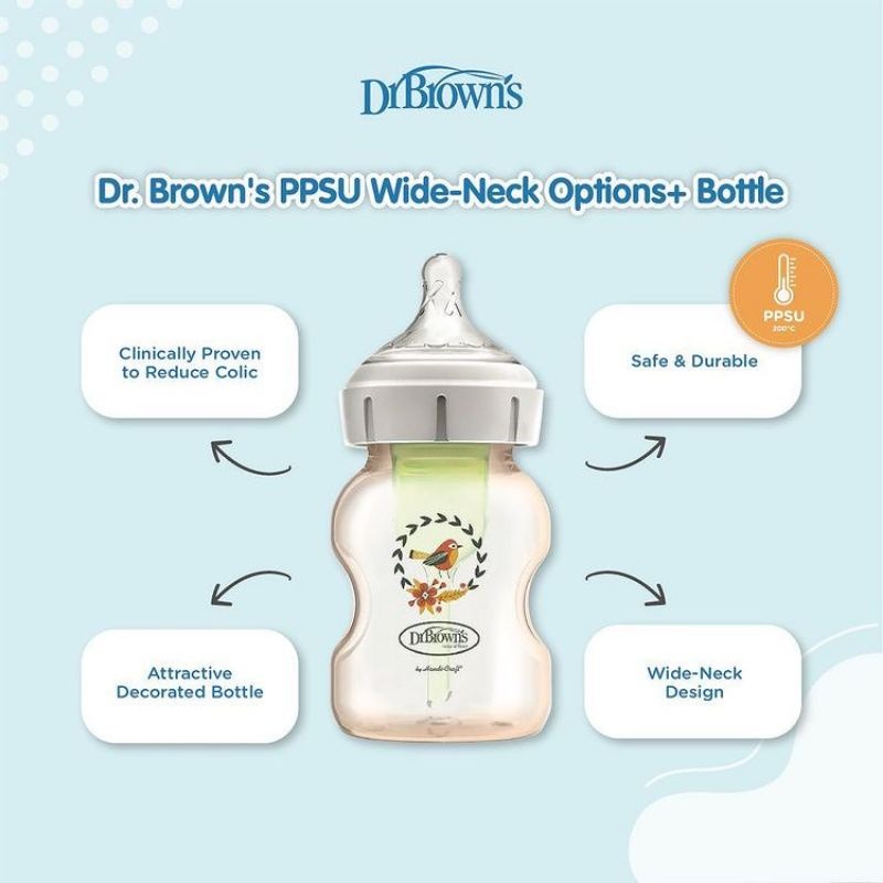 Dr Browns - PPSU OPTIONS PLUS Wide Neck Bottle 270ml BIRD