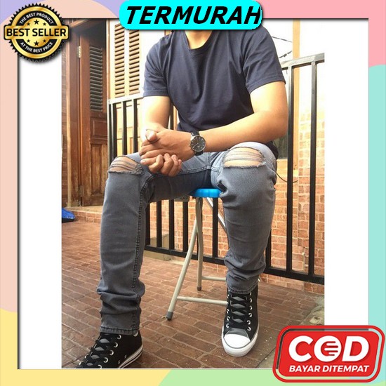 Cod Celana Jeans Lea Branded Grade Ory 100% Import Quality Dark Colour Celana Riped Jeans Panjang Pr
