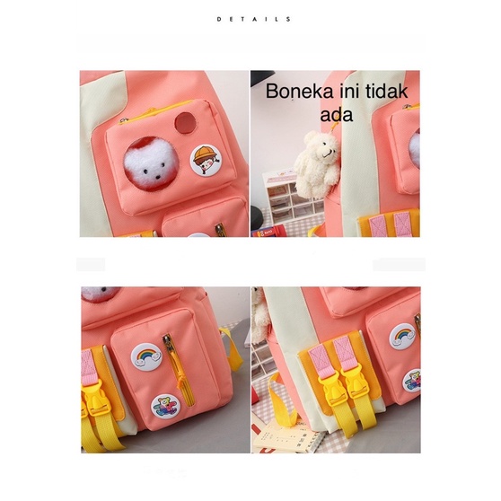 Tas Ransel Anak Wanita sekolah import set 4 in 1 ORIGINAL backpack Fashion Perempuan Korea Kekinian