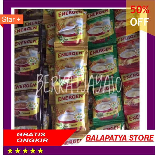 

TERLARIS !!! ENERGEN Sereal Vanilla Coklat Kacang Hijau Jahe 10x29gr