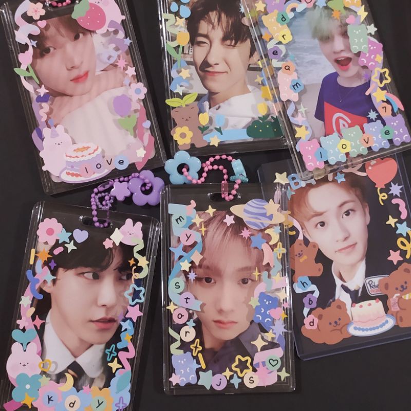 DECO STICKER ALPHABET BEAR RABBIT BINDER CUSTOM CONFETTI Photocard Acrylic Case Toploader Keychain