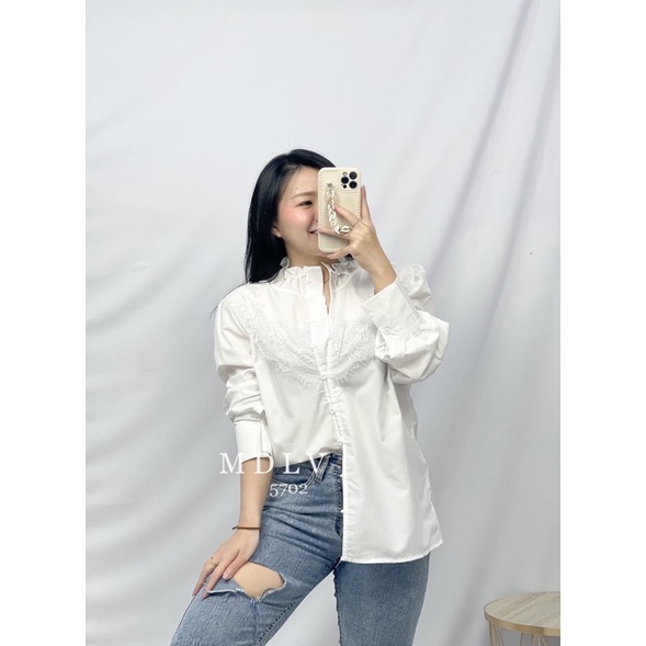 MDLV ~ 5702 GISELLA RUFLLE COLLAR SHIRT BLOUSE KOREA KEMEJA KOREA BLOUSE PREMIUM FASHION IMPORT