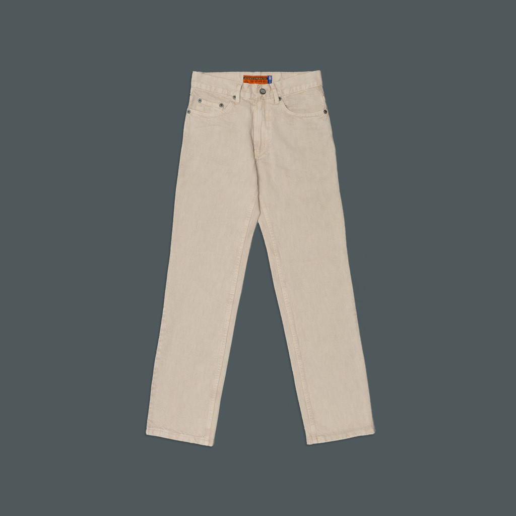 

Jimmy and Martin - Classic 5 Pocket Cream Dyed Dobby Slub Cotton Roll Up Pants - 868-7