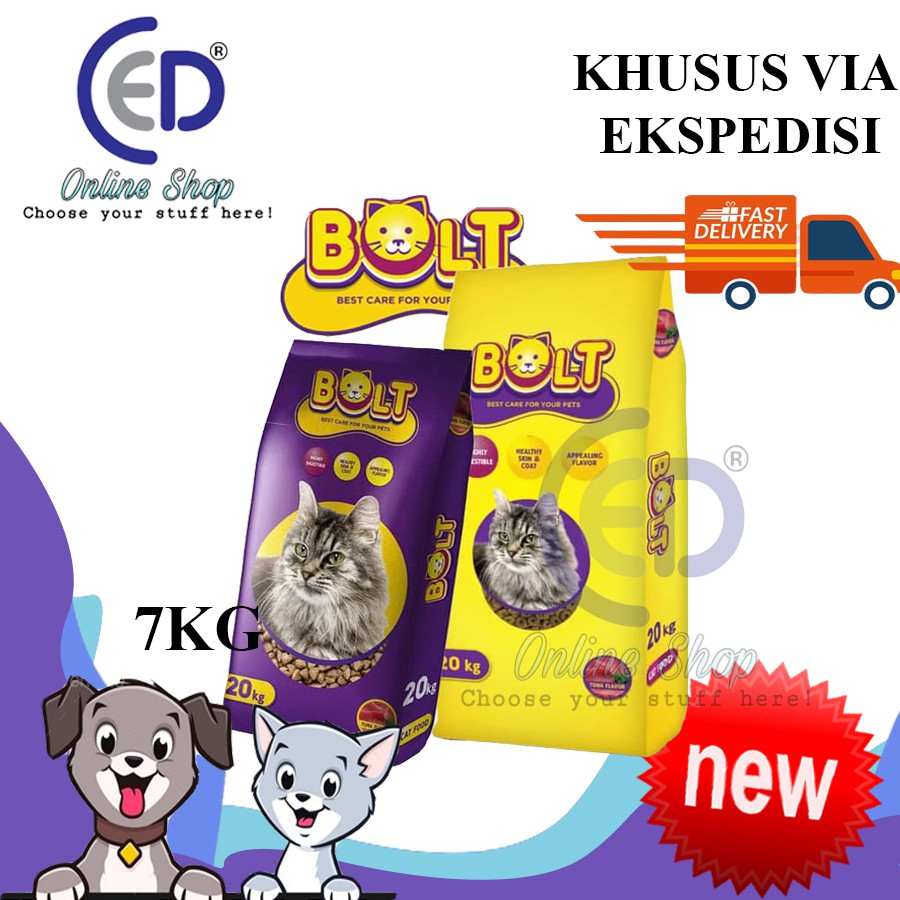 MAKANAN KUCING BOLT TUNA IKAN &amp; DONAT 7KG ( KHUSUS VIA EKSPEDISI )