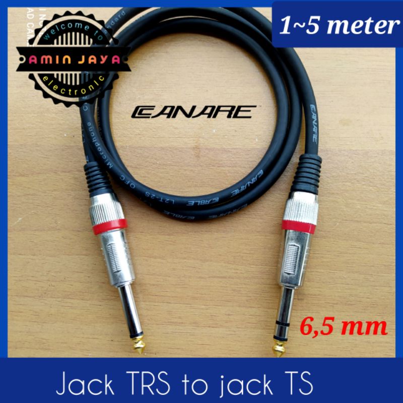 Kabel jack akai 6,5 mm TRS to TS jack mono to stereo panjang 1 sampai 5 meter