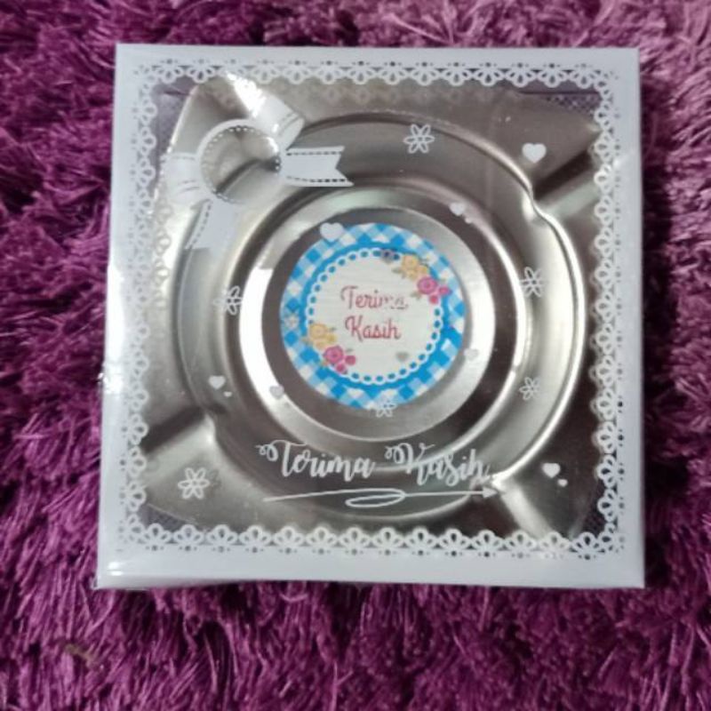 Souvenir pernikahan murah asbak stainless kemas mika isi 50pcs