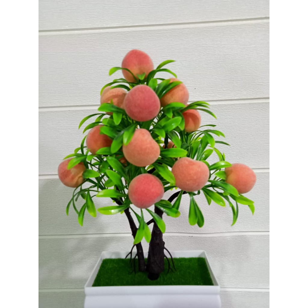 COD TJM Ornamen Bunga plastik Buatan Dekorasi Rumah/Flower Artifisial Vas Pot Buah BUNGA KODE14-BUNGA 14 PERSIK