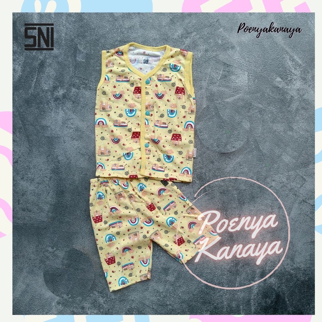 Setelan Baju Bayi Piyama Bayi Kutung Singlet Kancing KUBAL SNI KENZY Size S - L STK01-03