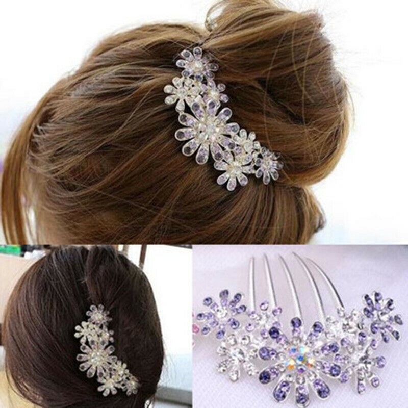 Fashion Kristal Berlian Imitasi Bunga Sisir Rambut Perjamuan Rambut Klip Jepit Pengantin Pernikahan Hiasan Kepala Wanita Aksesoris Rambut Disc Hiasan Kepala