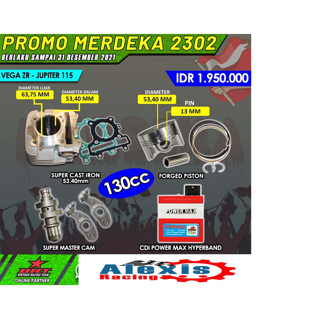Super Promo Tahun Baru 2302 BRT Paket Bore Up VEGA ZR / JUPITER 110