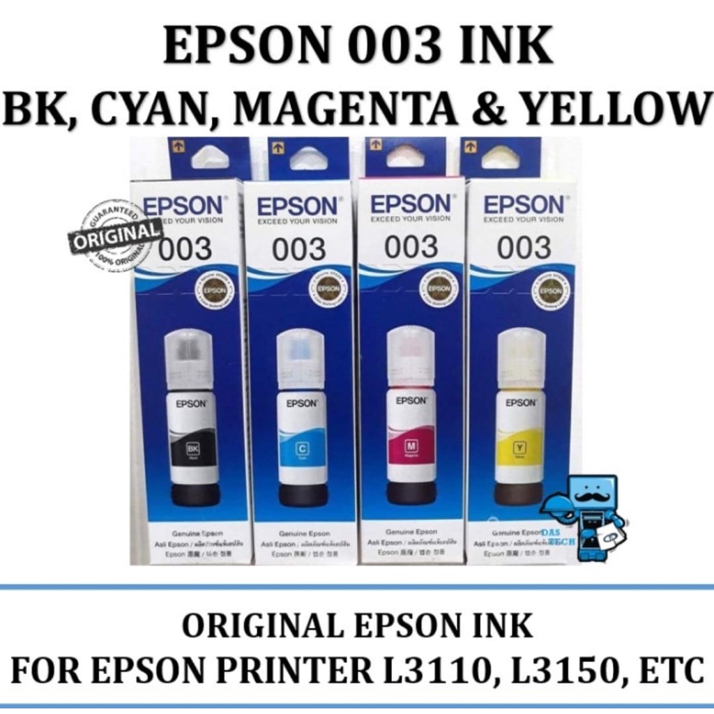 Tinta Print Epson 003 Black Colour(C Y M)1set - Hitam