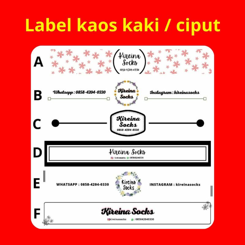 

label toko label kaos kaki label merk 1 lusin/12pcs