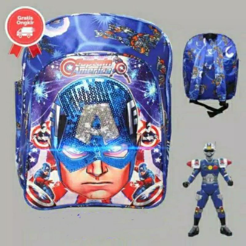 RANSEL KARAKTER LED SPIDERMAN/C.AMERICA TK/SD