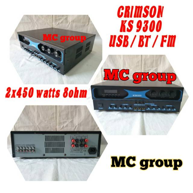 Power amplifier CRIMSON 1200watt KS 9300 bluetooth USB  ampli ks 9300 premium