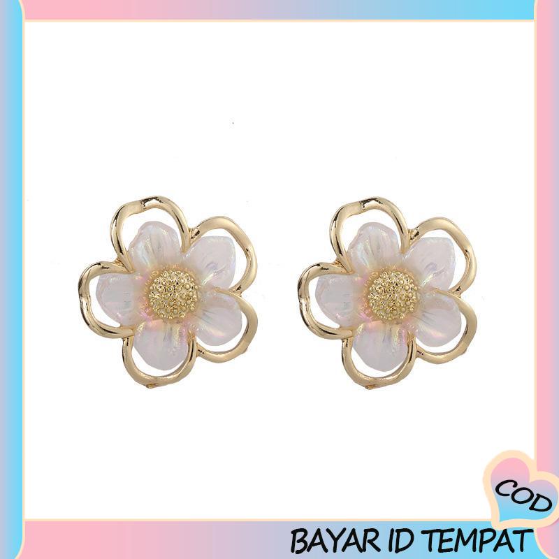 COD❤️ Simple Retro Super Fairy Double Layer Flower Earrings Wanita Anting Fashion Pribadi-A.one