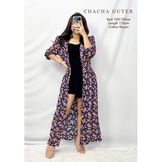 MDLV ~ Chacha Outer Outer Long Dress Maxi Long Dress Flower Fashion Import