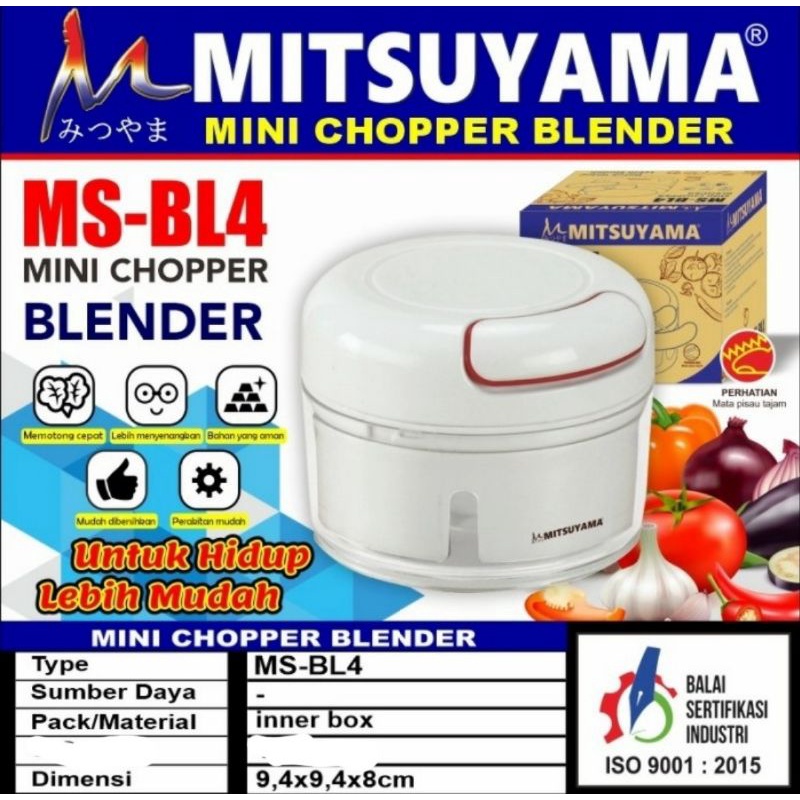 Hand Blender Mini Chopper Tangan MITSUYAMA MS-BL4 Chopper Tarik