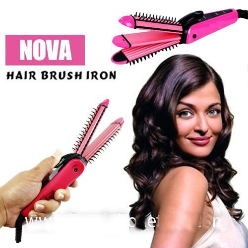 [ORI] Catokan Sisir Rambut NOVA NHC-8890 Alat Pelurus Rambut dengan Kabel dapat Berputar 360 Derajat - Pink