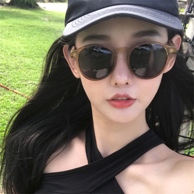 (YUZHU) COD Kacamata Hitam Fashion Korea Harajuku Retro INS Style Kacamata Bulat Wanita