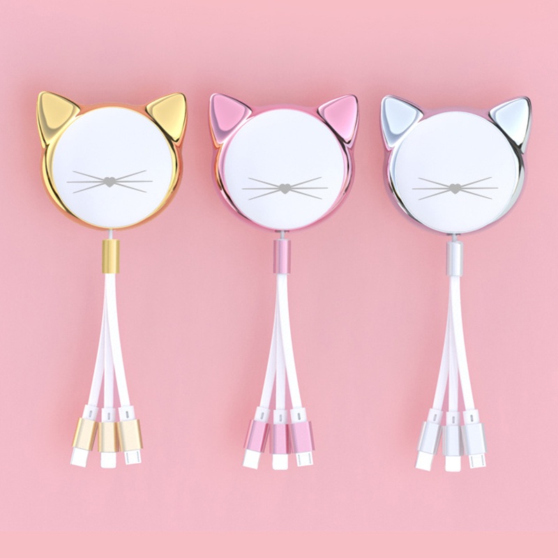 3in1 Kabel Data / Charger Micro USB / Lightning / Tipe C Retractable Untuk Handphone