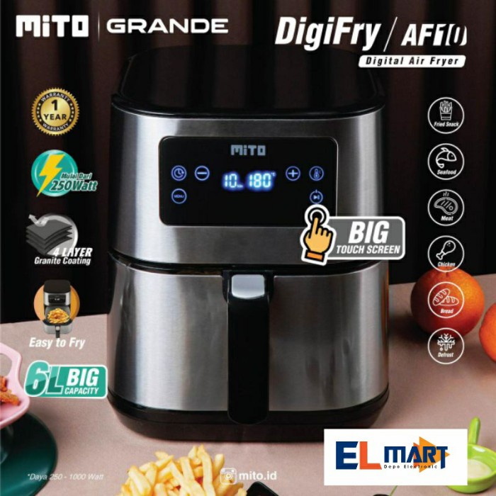 Air Fryer Digifry Mito AF 10 AF10 Grande Big Capacity 6L Low Watt