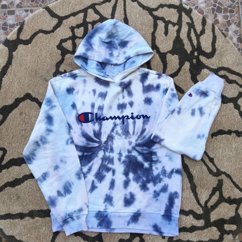 Jaket Hoodie Champion Script Tie Dye