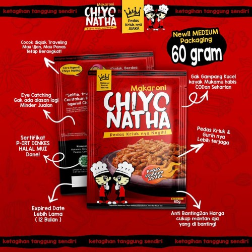 

PAKET HAMPERS MAKARONI CHIYO NATHA 60 Gram Cemilan Pedas Kriuk