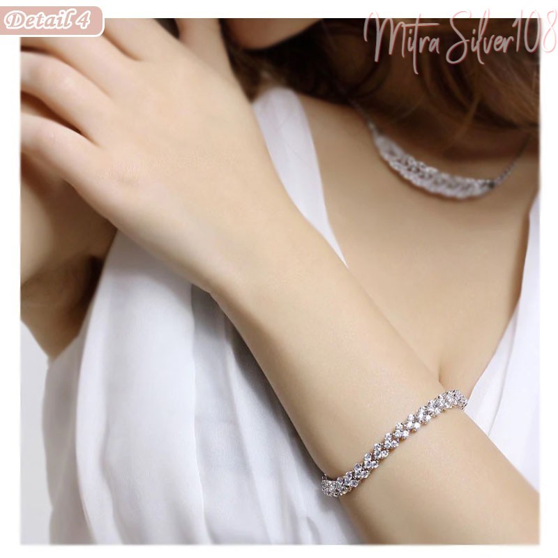 [MS108] GL 22 Bracelet Diamond Gelang Tangan Wanita Berhiaskan Berlian Permata Anti Karat