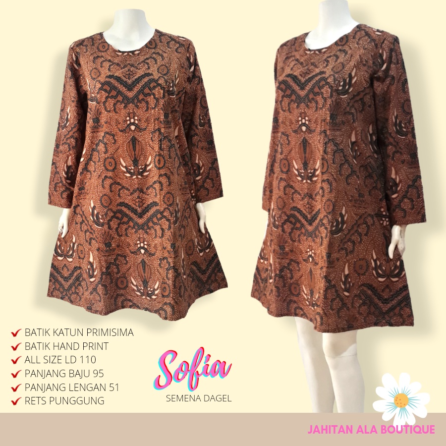 SOFIA - Tunik Batik Etnik Unik Bahan Katun Untuk Kerja