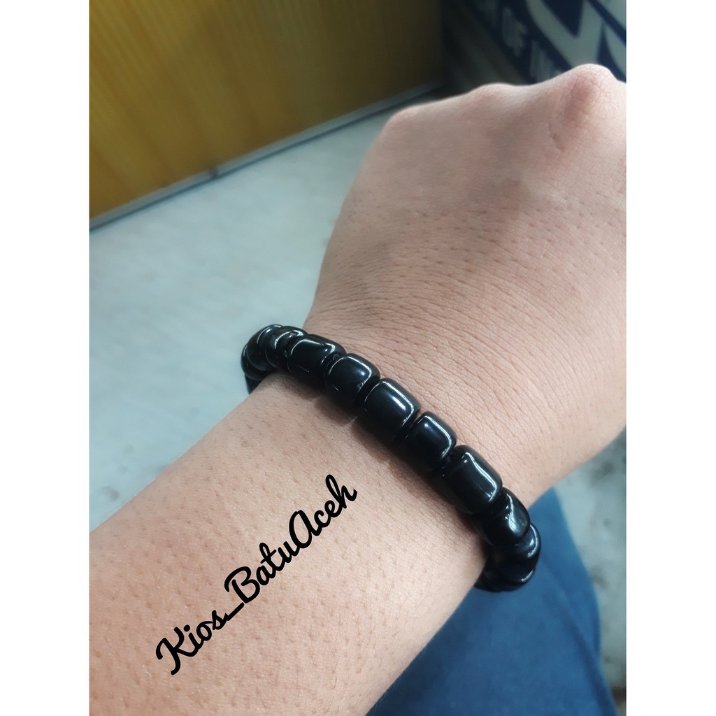 Gelang Giok Batu Black Jade Asli Aceh Tabung Kuncir