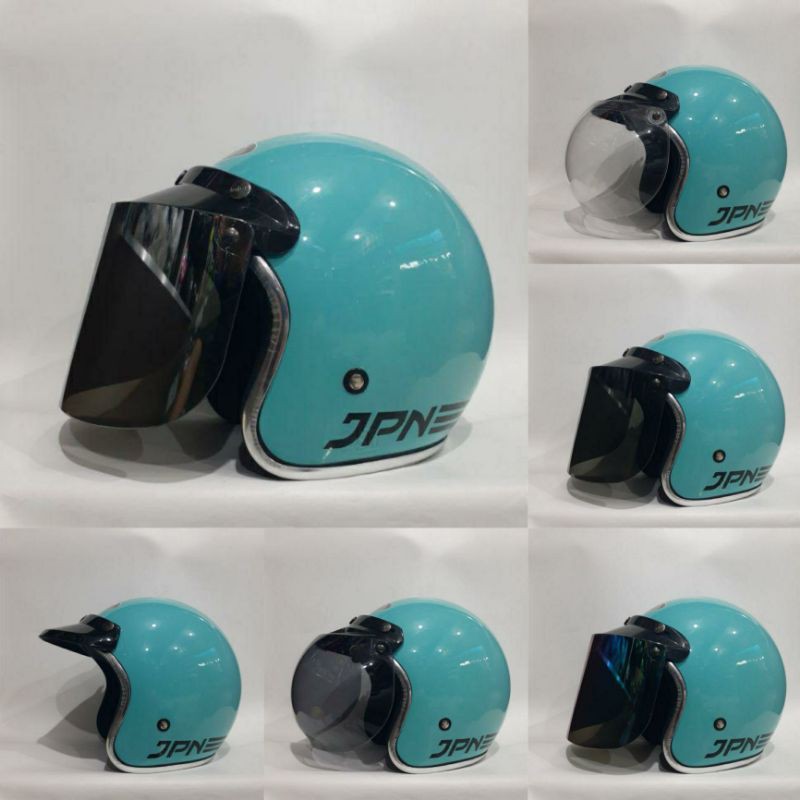 Helm Bogo JPN Retro Arc Original Model Clasic Terbaru Set List chrome