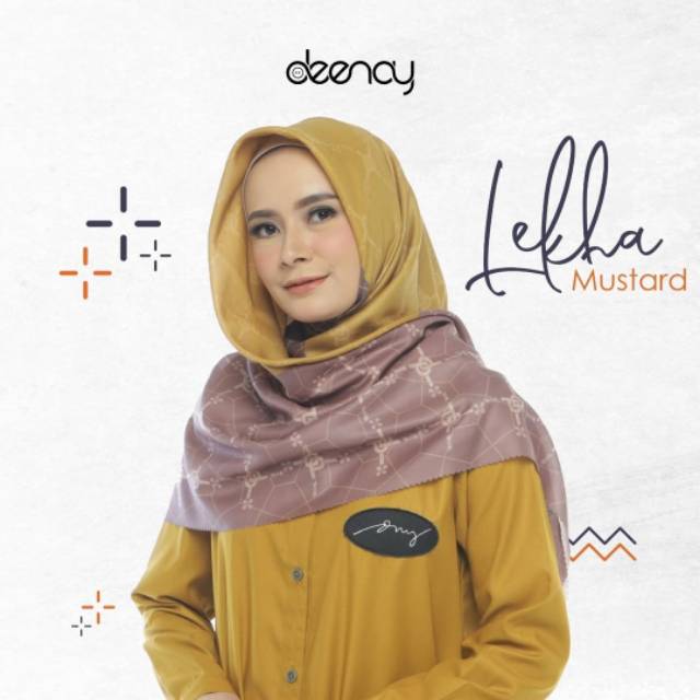 Kerudung Deenay Lekha Series Ori / Jilbab Segi Empat Voal Motif Hijab Printing Ultrafine Promo