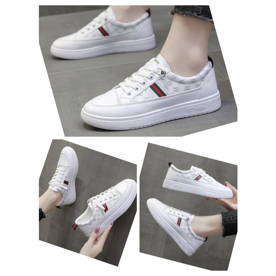 Sepatu Sneakers Pria/ Wanita Model GG Garis Warna Fasion Kekinian Import