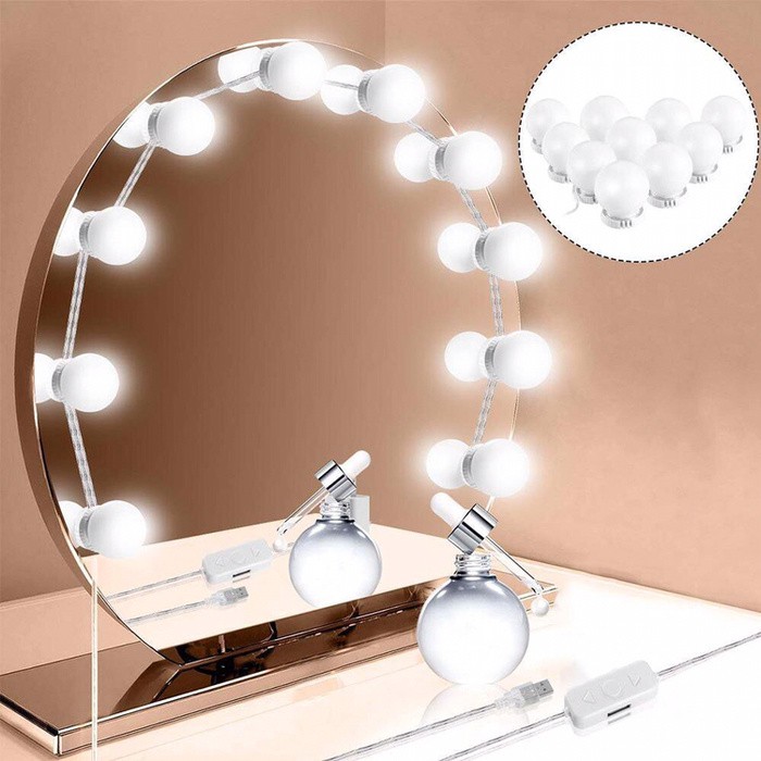 UG Lampu Led Meja Rias Make Up | Lampu Kaca Rias Vanity Mirror Light ( 10 Bohlam )