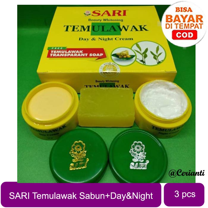 3 in1 Paket Cream Temulawak SARI | Day Cream | Night Cream | Facial Soap Sabun Muka