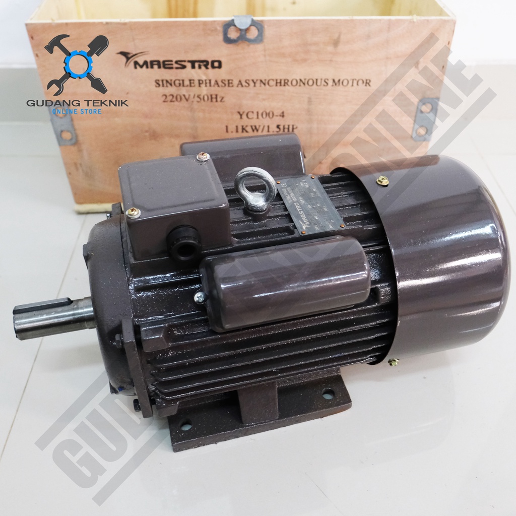 Dinamo Motor Penggerak 1.5Hp 4P 1Ph 1400Rpm / Elektro Motor Maestro 1.5 Hp 4Pole 1Phase