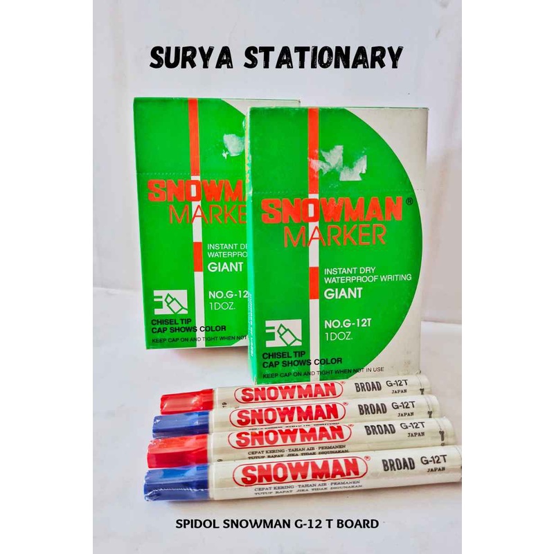 

(PCS) Spidol Snowman Permanent G-12 T / Spidol Snowman Whiteboard Permanent / White Board Marker G-12 T