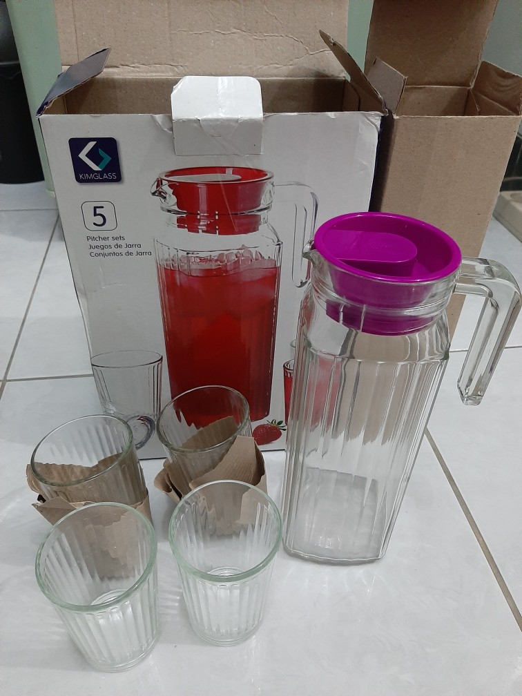 Drink Set Kaca 5 Buah Water Jug Picher Teko Air Minum