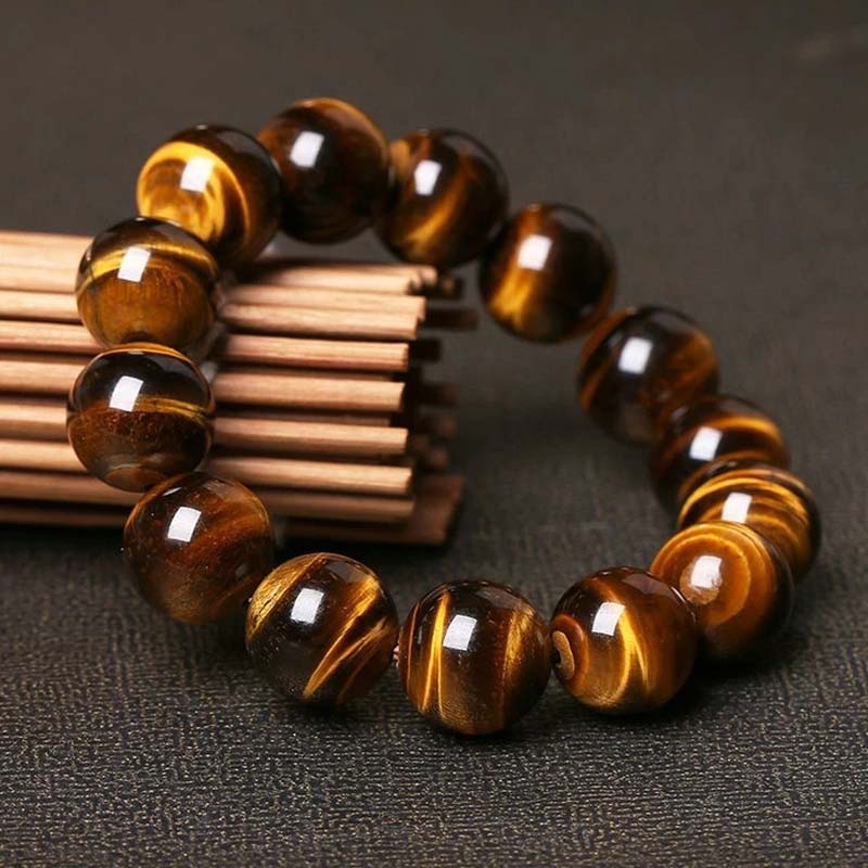 Gelang Manik-Manik Batu Tiger Eye Alami Ukuran 8mm Untuk Unisex