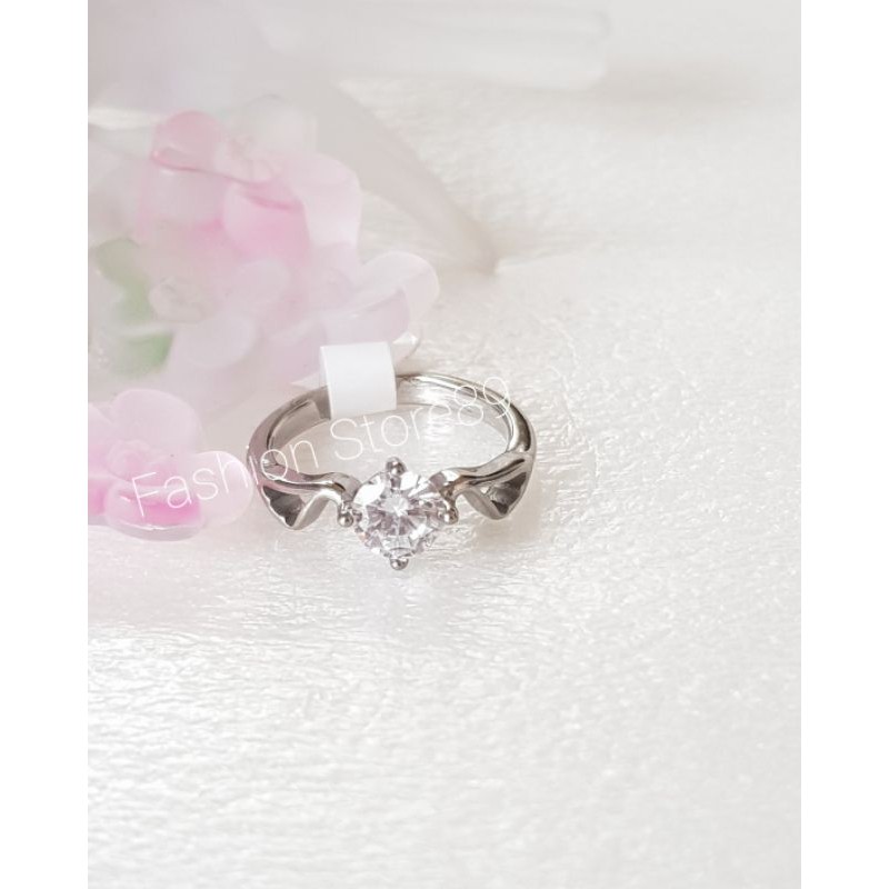 Cincin Titanium silver Love Unik Bestseller bestquality emas nikah permata putih Titanium white ring