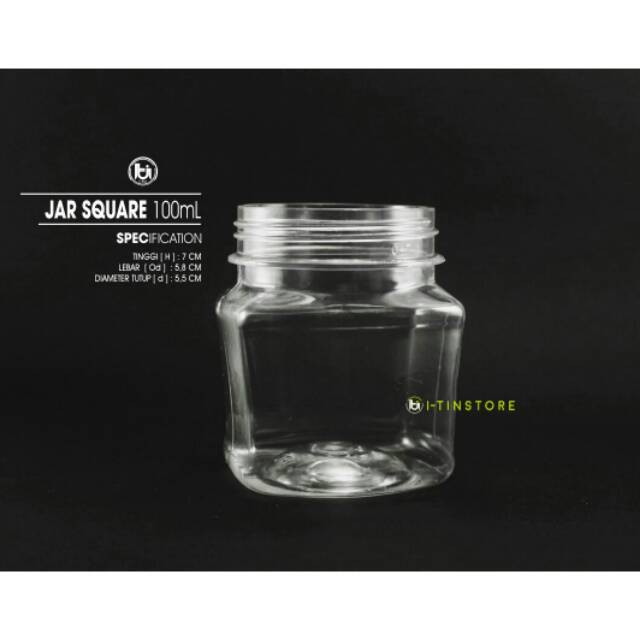 100ml SQUARE /KOTAK /Jar /Toples / Botol /PLASTIK PET Food grade /TOPLES PLASTIK