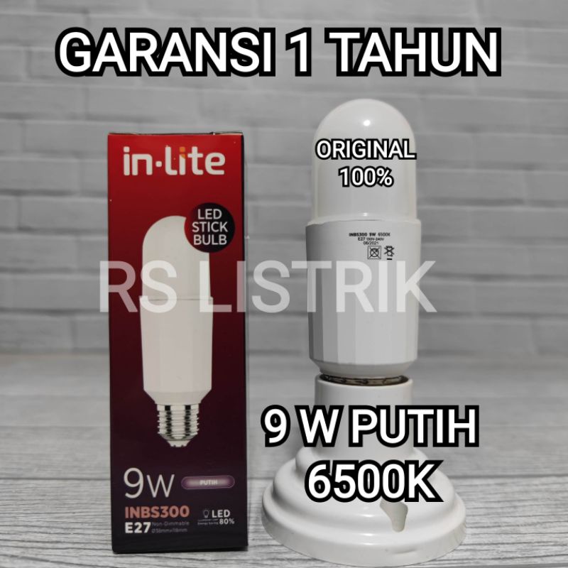 IN-LITE LAMPU LED STICK BULB 9W 9 WATT INBS300 PUTIH COOL DAYLIGHT 6500K