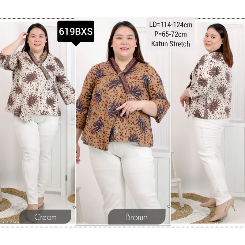 BIGSIZE BLOUSE NANA BATIK JUMBO MODERN XL 597 ATASAN WANITA KERJA KANTOR MURAH BAJU CEWEK FASHION 619