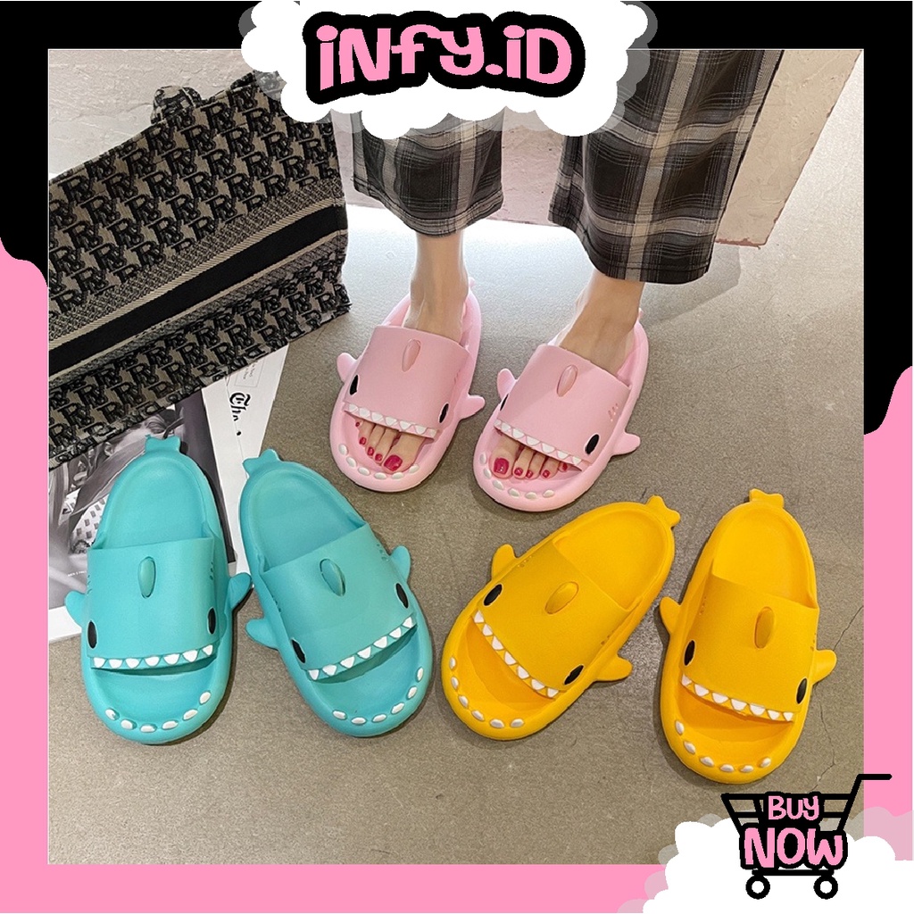 INFY - Sandal Slip On Wanita Karakter Hiu Dewasa Korean Style Sendal Anti Slip Ringan R793