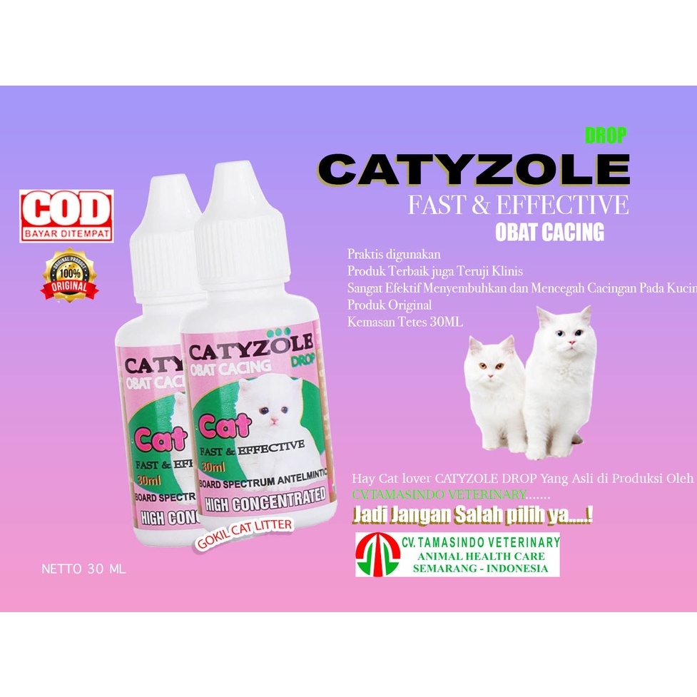 Obat Cacing Tetes Untuk Kucing Kitten &amp; Dewasa Ukuran 30ML CATYZOLE