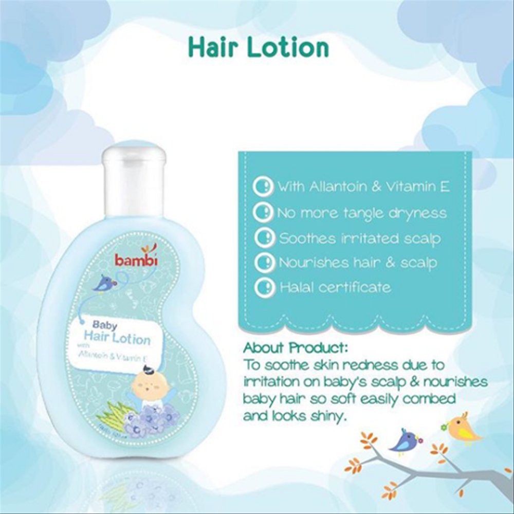 BAMBI Baby Hair Lotion 100ml | Vitamin Minyak Rambut Bayi (Tersedia varian aroma)