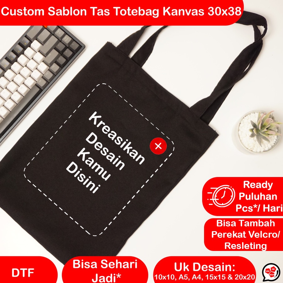 Sablon Totebag / Custom Totebag Kanvas Premium Sehari Jadi (Full Color)